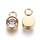 Stainless Steel Charm Gold with Crystal Glass Rhinestone 10x6mm