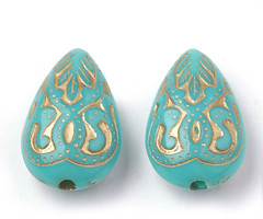 10 stuks Acryl Druppelkralen Bewerkt Turkoois 18x11mm