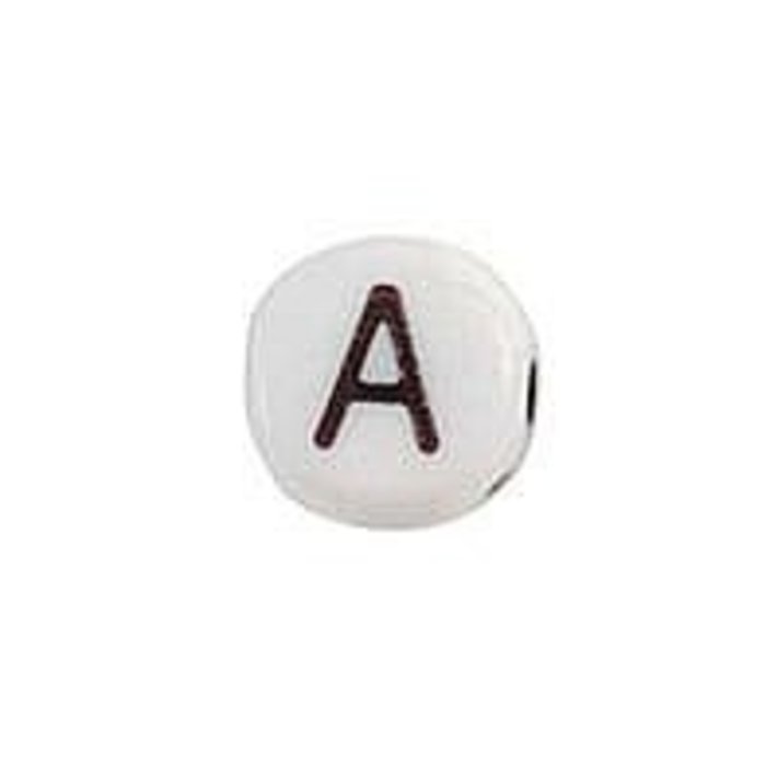 20 pieces Alphabet Bead Acrylic Black White 7mm A