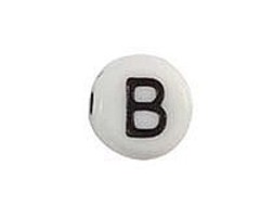 20 pieces Letter Bead Acrylic Black White 7mm B