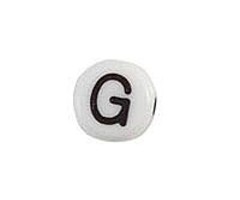 20 pieces Letter Bead Acrylic Black White 7mm G