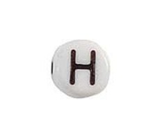 20 pieces Letter Bead Acrylic Black White 7mm H