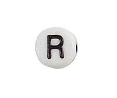 20 pieces Letter Bead Acrylic Black White 7mm R