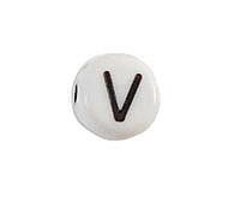 20 pieces Letter Bead Acrylic Black White 7mm V