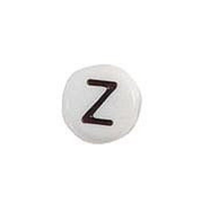 Letter Bead Acrylic Black White 7mm Z, 20 pieces