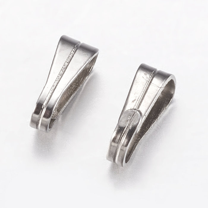 10 stuks Stainless Steel Snap on Hangers Zilver 6x3x2mm