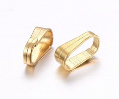 10 stuks Stainless Steel Snap on Hangers Gold Plated 6x3x2mm