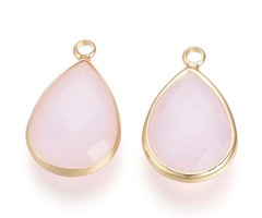 2 stuks Druppel Glasbedel Licht Roze 18x10mm