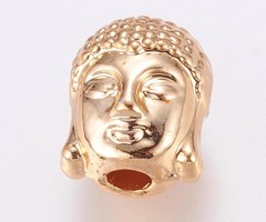 Buddha Beads Gold Plated 11x9mm, 4 pieces