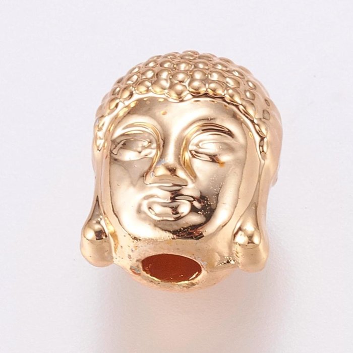 Buddha Beads Gold Plated 11x9mm, 4 pieces