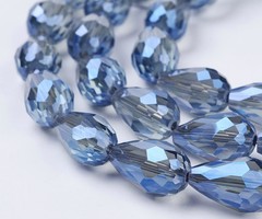 10 stuks Druppelkralen Shine 15x10mm Grijs Blauw