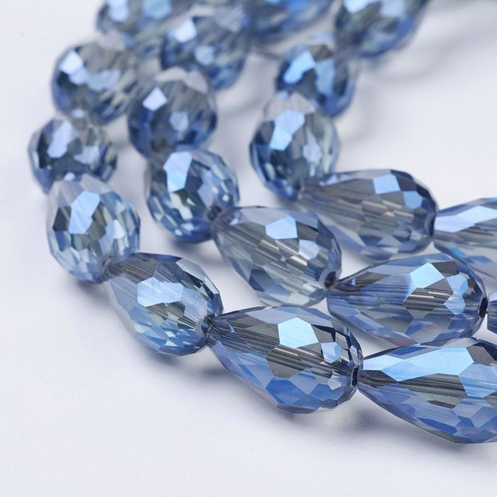 10 stuks Electroplate Druppelkralen Shine 15x10mm Grijs Blauw