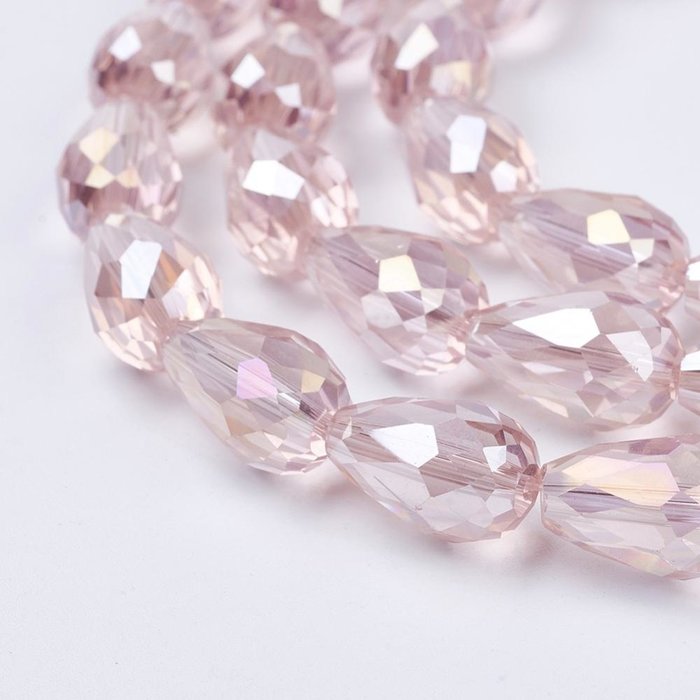 10 pieces Electroplate AB Dropbeads Shine 15x10mm Light Pink