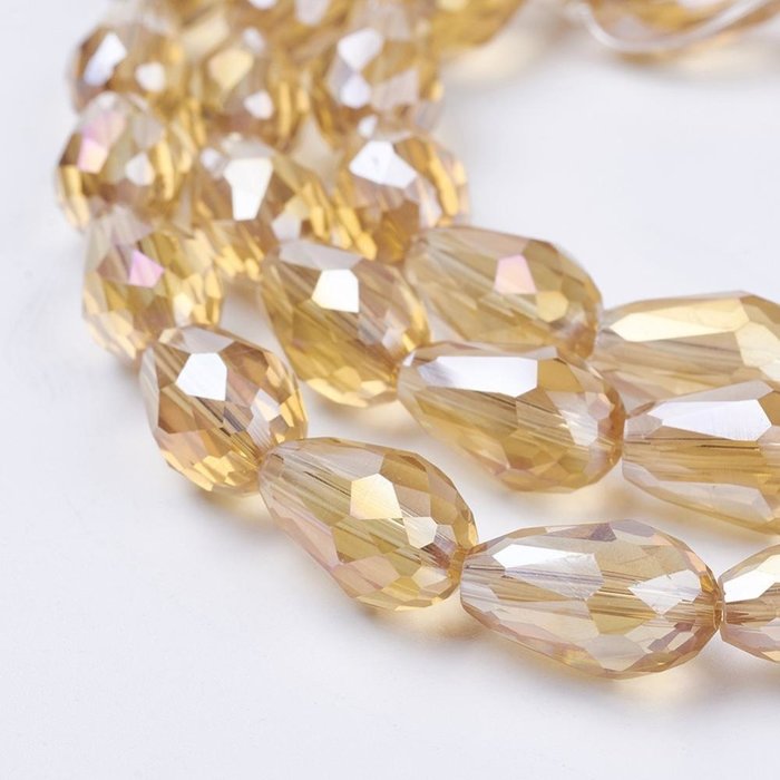 10 pieces Electroplate AB Dropbeads Shine 15x10mm Champagne