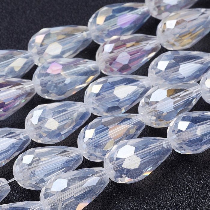 10 stuks Electroplate Druppelkralen Shine 15x10mm Crystal