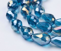 10 stuks Druppelkralen Shine 15x10mm Petrol