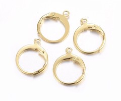 4 stuks  Stainless Steel Oorbelhaakje Gold Plated 12x15mm