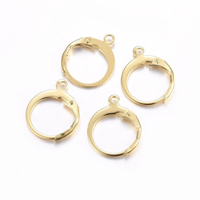 4 stuks Stainless Steel Earring Hooks Gold Plated 12x15mm - A15