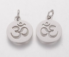 Stainless Steel Ohm Charm Silver 12mm