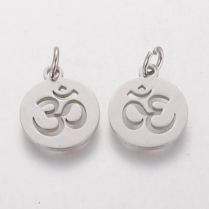 Stainless Steel Ohm Charm Silver 12mm
