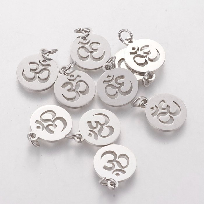 Stainless Steel Ohm Charm Silver 12mm