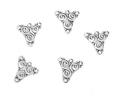 4 stuks Driehoek Connector met Spiraal 19mm Zilver