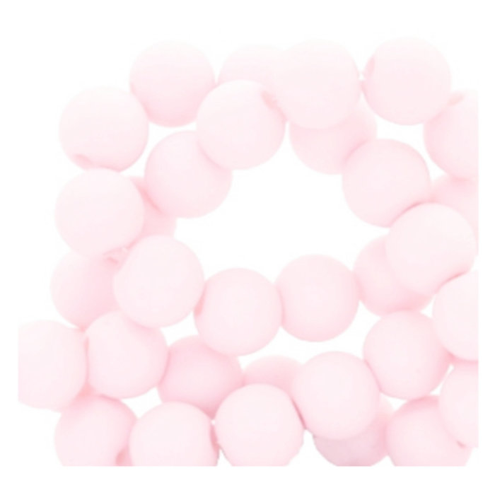 100 stuks Matte Acryl Kralen Baby Roze  6mm