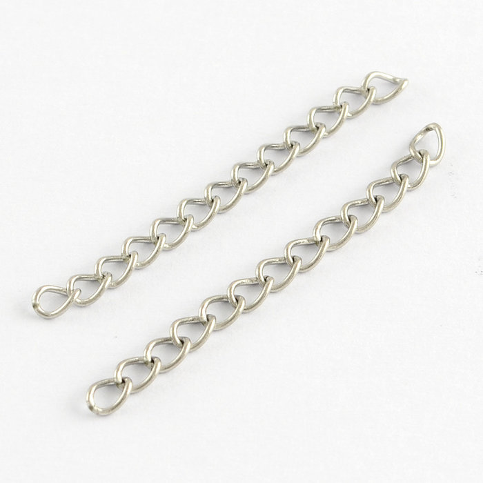 10 pieces Stainless Steel Extender Chain Silver 40x3mm