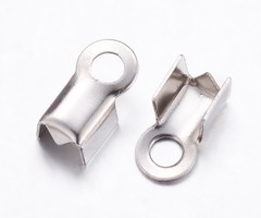 20 pieces Stainless Steel Cord End Silver 8x3mm