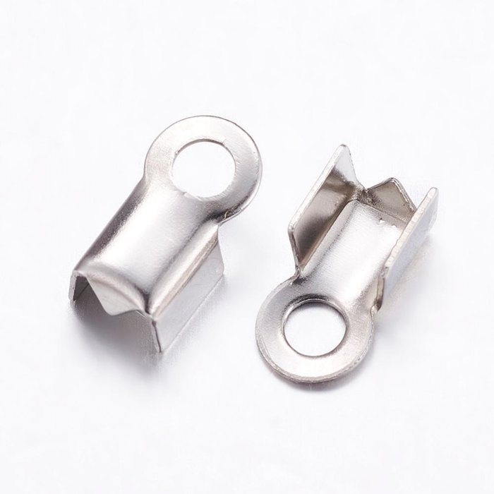 20 pieces Stainless Steel Cord End Silver 8x3mm