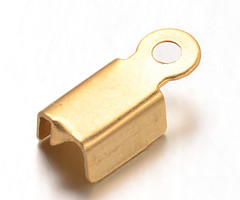 10 pieces Stainless Steel Cord End Gold Plated 9x4mm