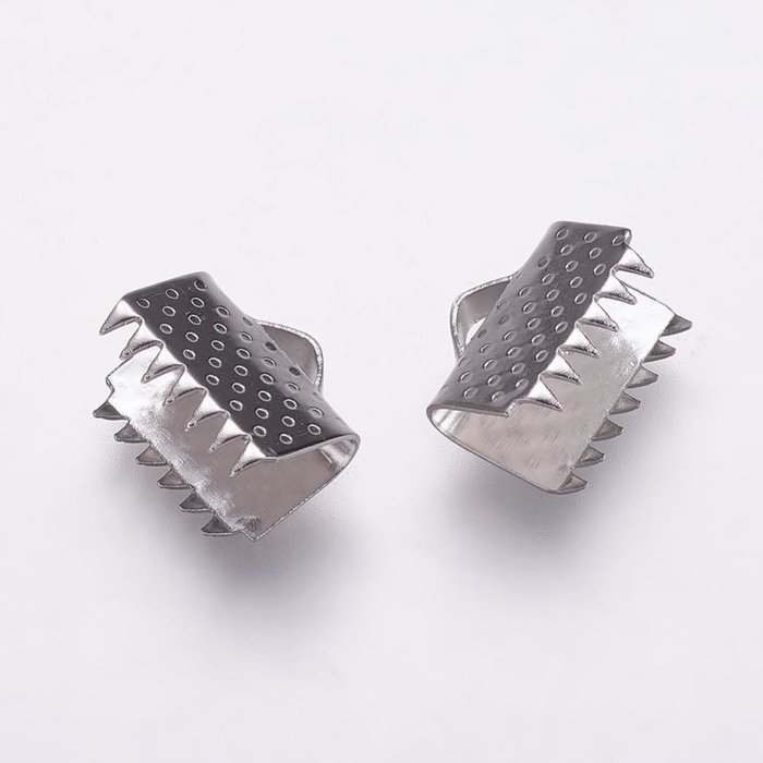 10 pieces Stainless Steel Ribbon End Silver 9x10mm