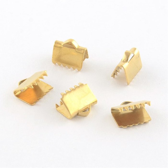 10 pieces Stainless Steel Ribbon End Gold Plated 6x6mm -A09