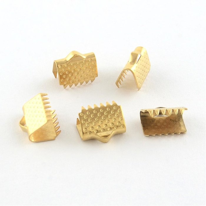 10 pieces Stainless Steel Cord End Gold Plated 8x10mm - A08