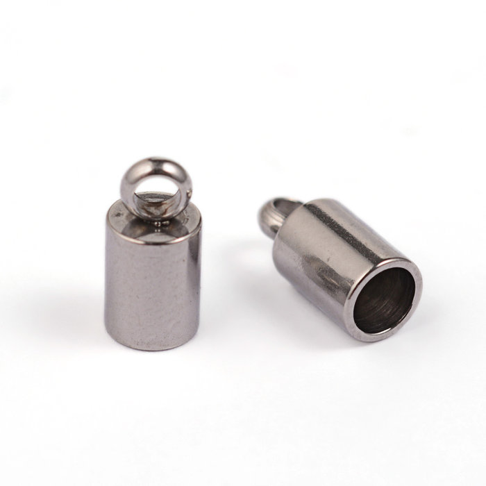 10 stuks Stainless Steel Eindkapje Zilver 8x4mm voor 3mm Koord
