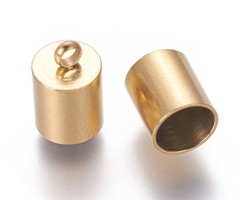 6 stuks Stainless Steel Eindkap voor 6mm Koord Gold Plated