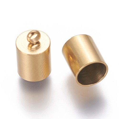 6 pieces Stainless Steel Endcap fits 6mm Cord Golden 