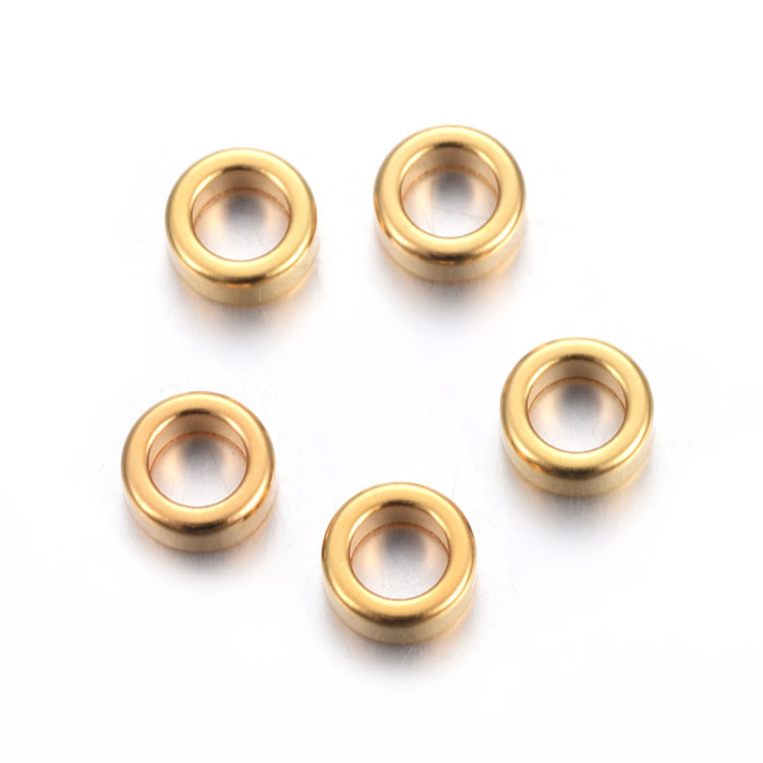 10 stuks Stainless Steel Spacer Beads Gold Plated 5x2mm rijggat 3mm - A20