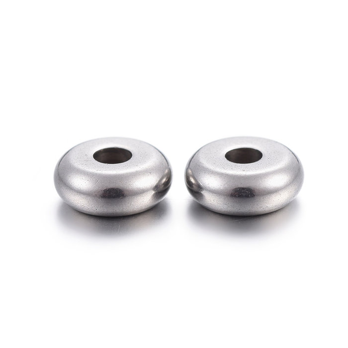 10 stuks Stainless Steel Spacer Beads Zilver 6x3mm