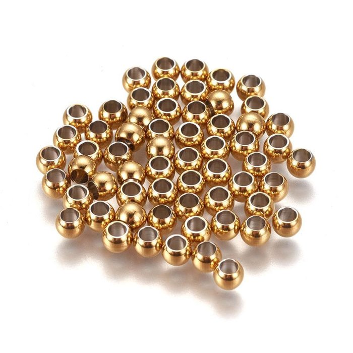 20 pieces Stainless Steel Spacer Beads Gold Plated 4x3mm - A17