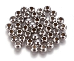 20 stuks Stainless Steel Spacer Beads Kralen Zilver 6x5mm