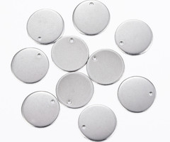 5 stuks Stainless Steel Muntje Bedel 15mm Zilver