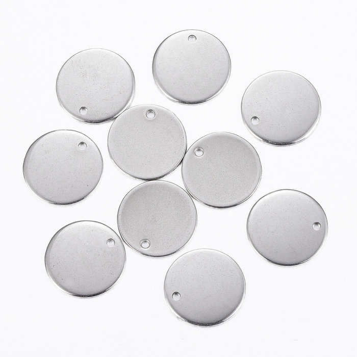 5 stuks Stainless Steel Muntje Bedel 15mm Zilver