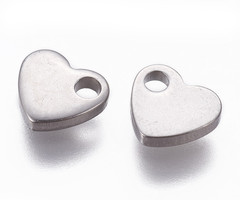 8 pieces Stainless Steel Heart Charm 6x7mm Silver