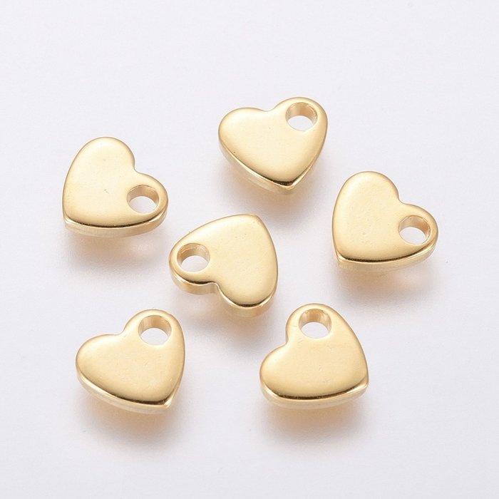 5341  Stainless Steel Heart Charm 5x6mm Gold Plated, 8 pieces