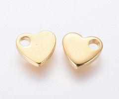 8 pieces Stainless Steel Heart Charm 5x6mm Gold Plated
