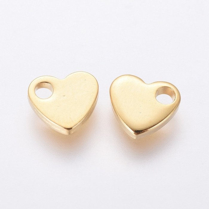 5341  Stainless Steel Heart Charm 5x6mm Gold Plated, 8 pieces