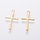 5306 Stainless Steel Cross Charm 16x10mm Golden, 4 pieces