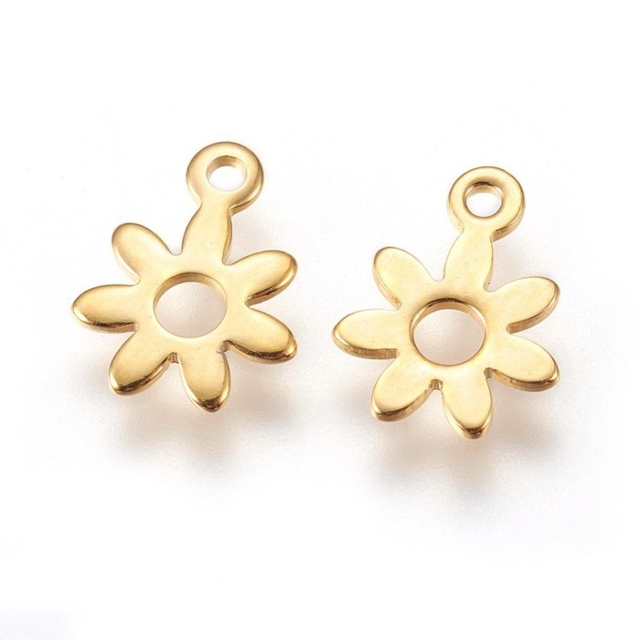 5320 Stainless Steel Flower Charm 8x11mm Gold Plated, 5 pieces
