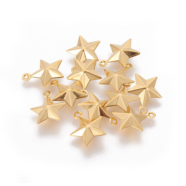 5 pieces Stainless Steel Star Charm 15x12mm Golden